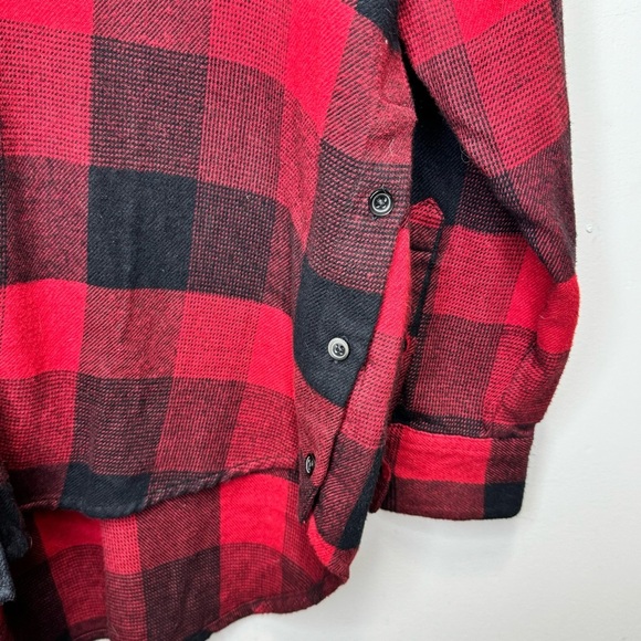 Madewell Flannel Side-Button Oversized Ex-Boyfriend Shirt Buffalo Check Large - Picture 11 of 14